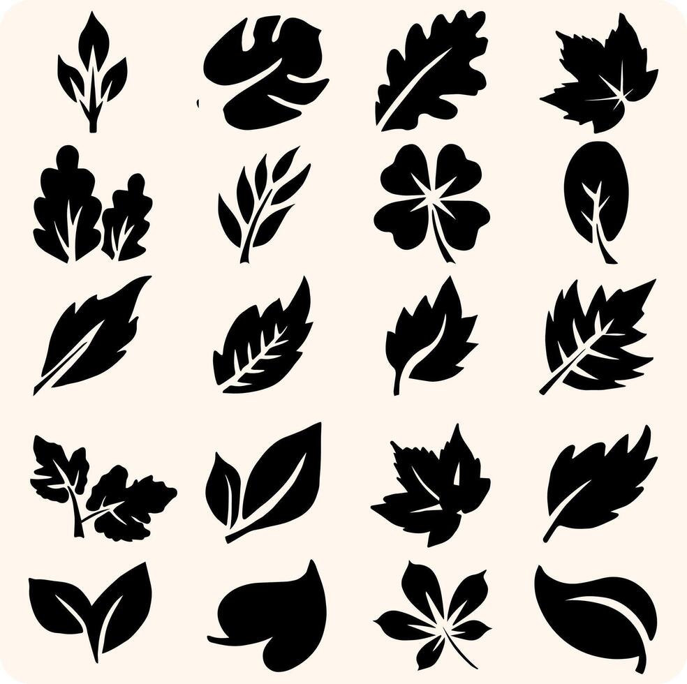 Leaf Silhouette Collection with background cream vector