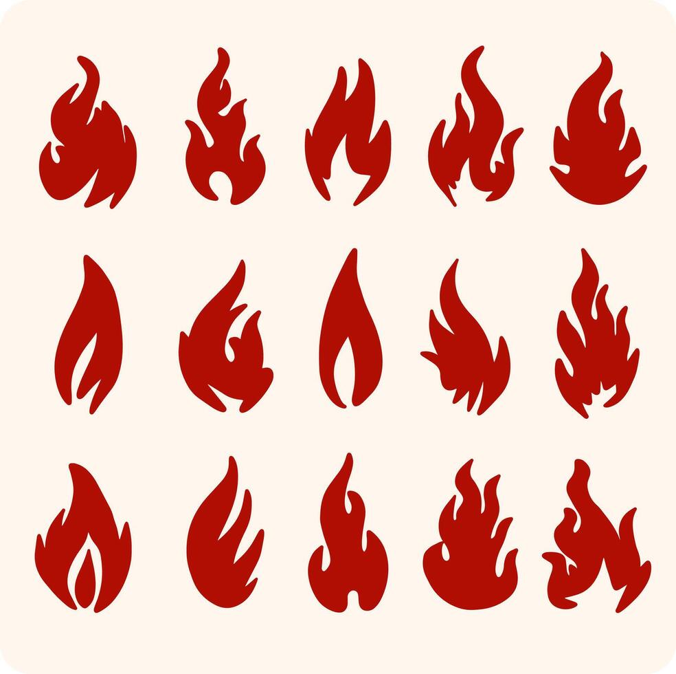 Red Flame Collection with background cream vector