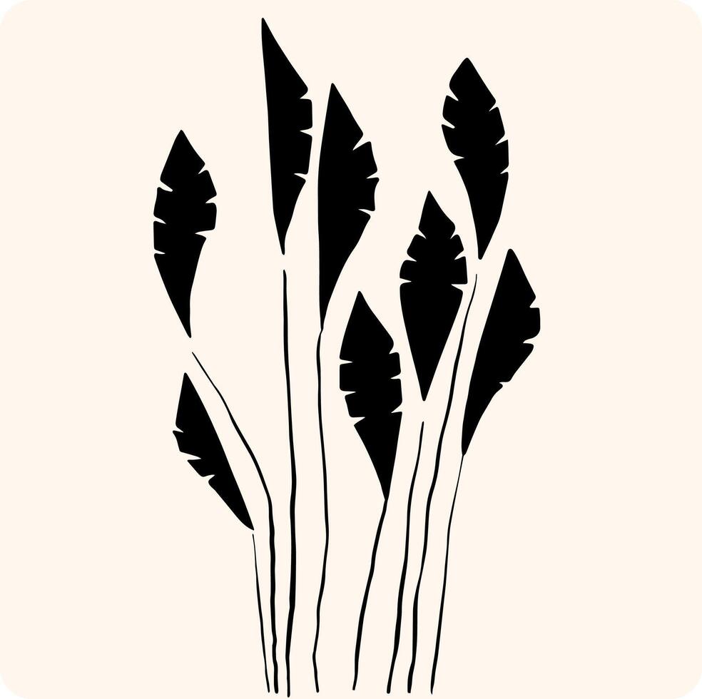 Tropical Leaf Silhouette Cluster with background cream vector
