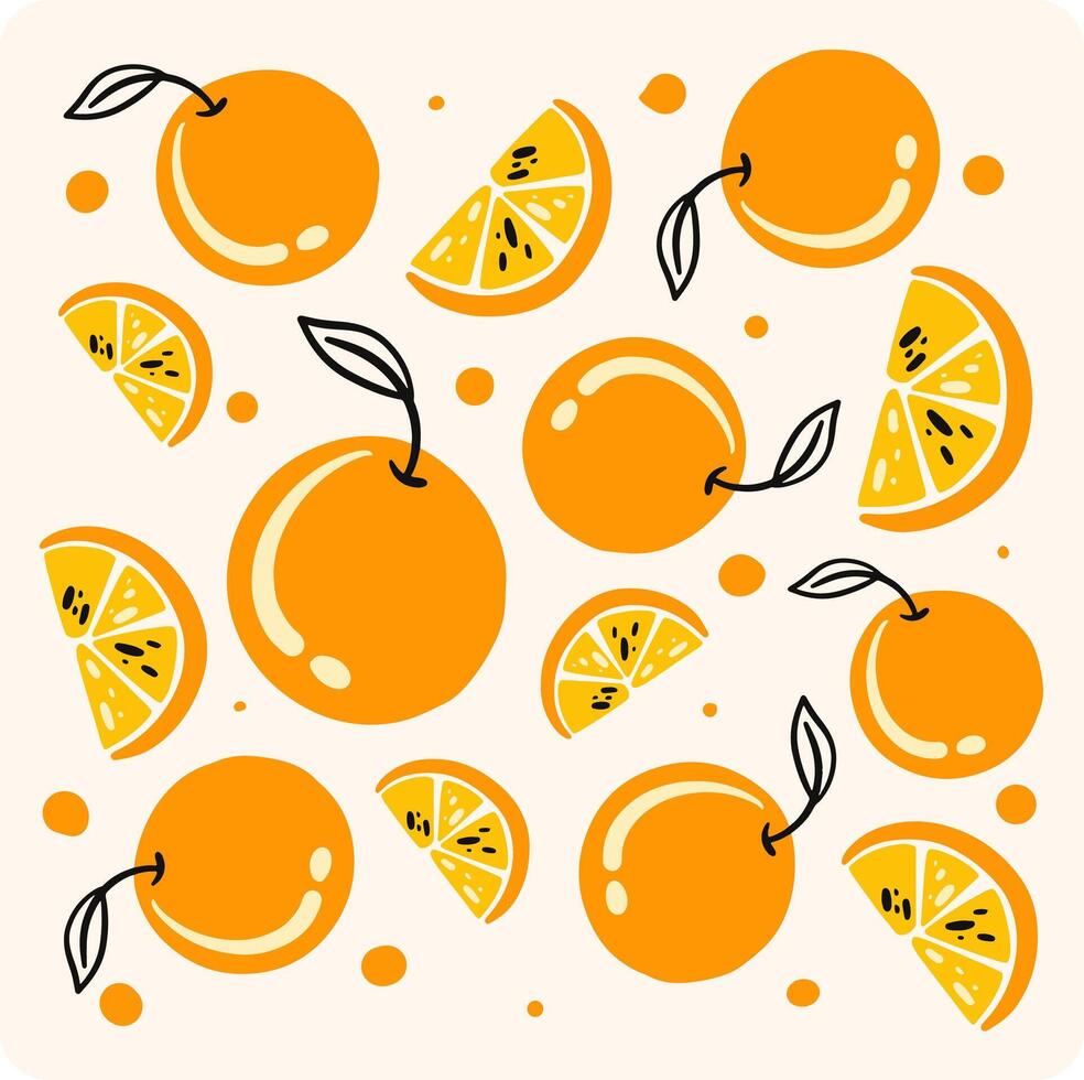 Cheerful Orange Pattern with background cream vector
