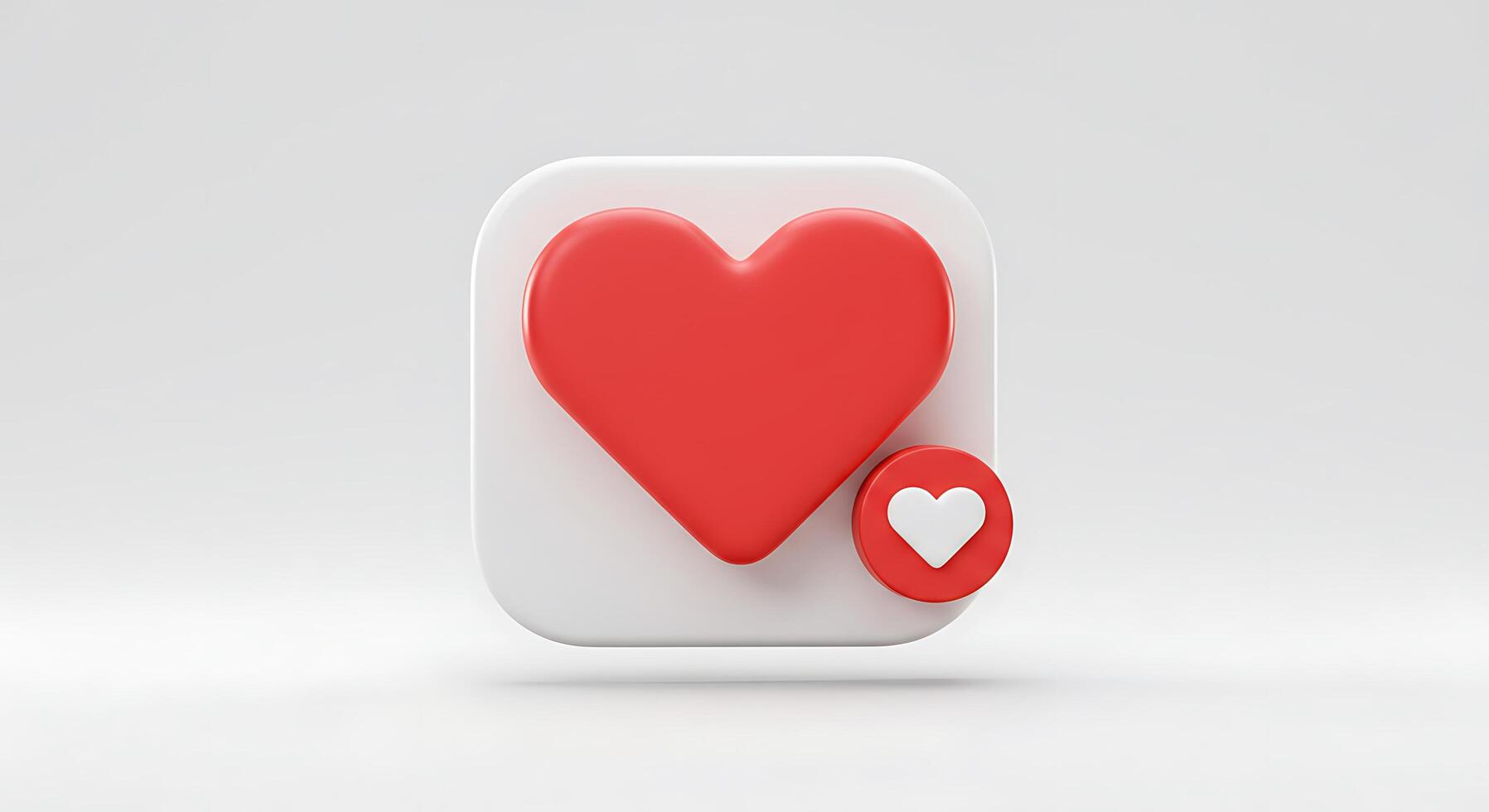 A red heart shaped button on a white background photo