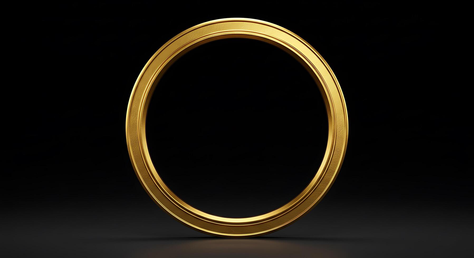 Golden circle on black background photo