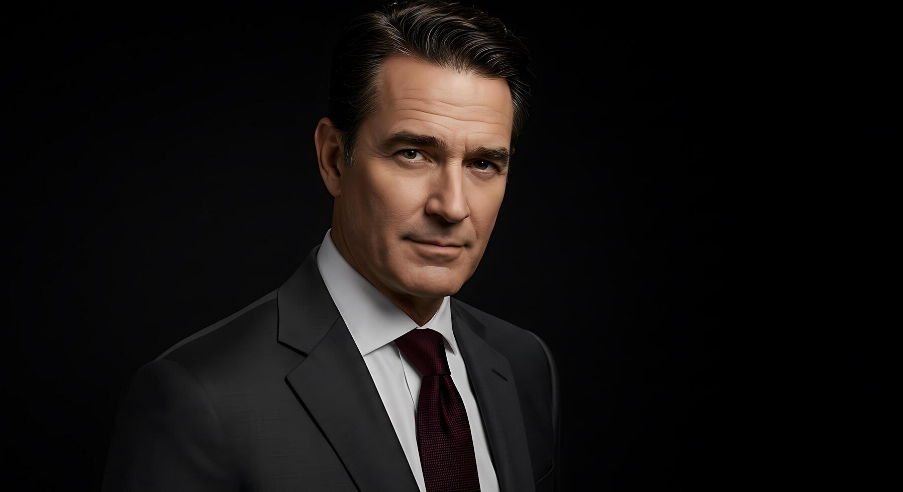 A man in a suit and tie looking off to the side photo