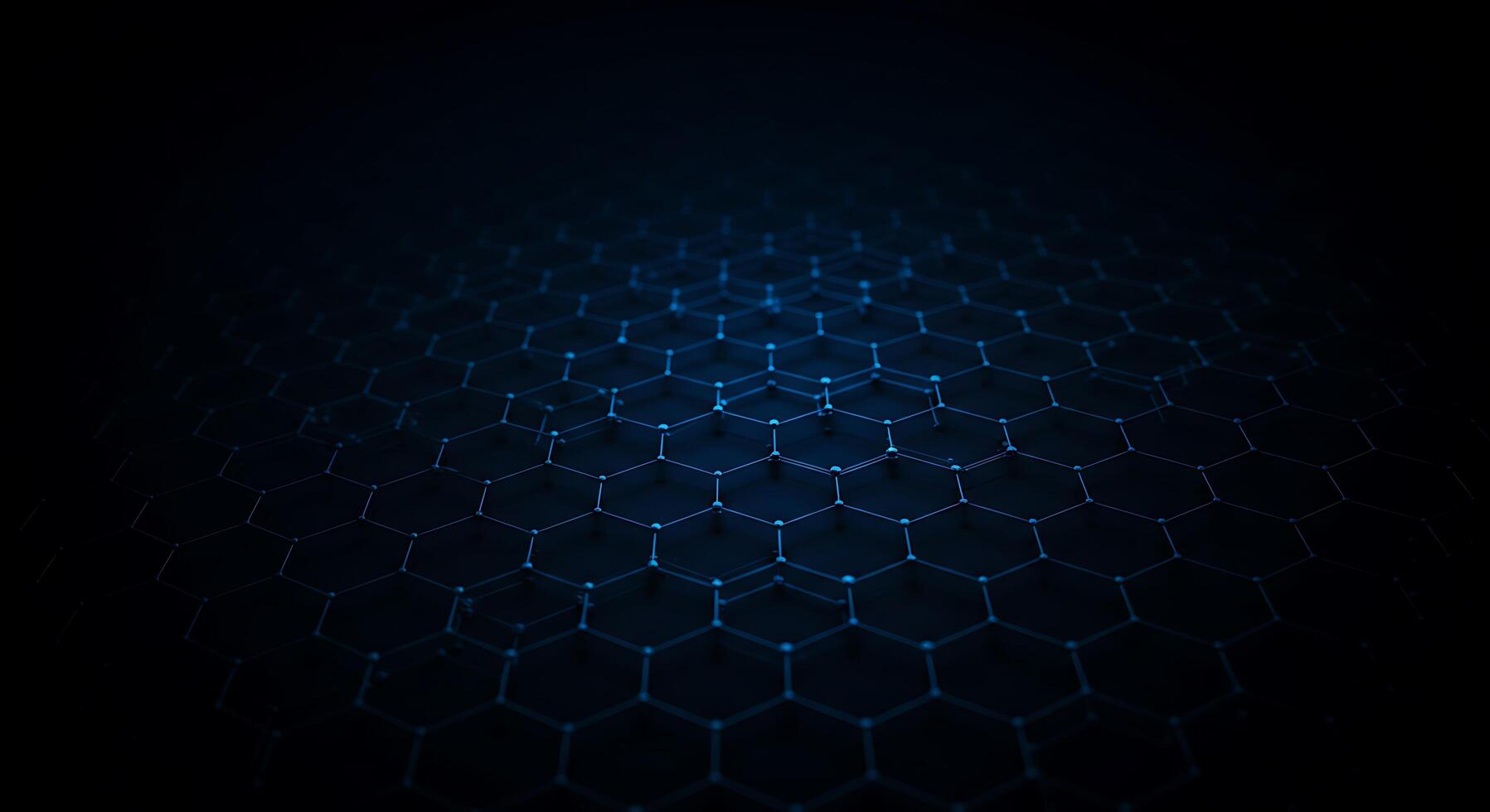A dark background with a blue hexagonal pattern photo