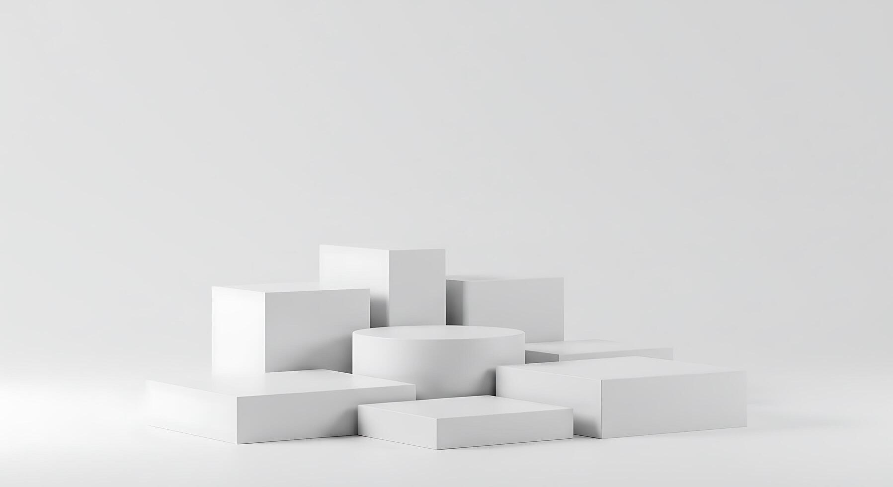 3d rendering of white cubes on a white background photo