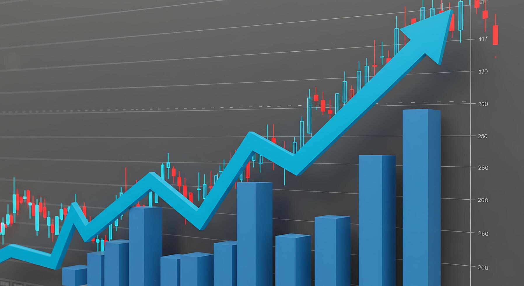 A graph chart with a blue arrow going up photo