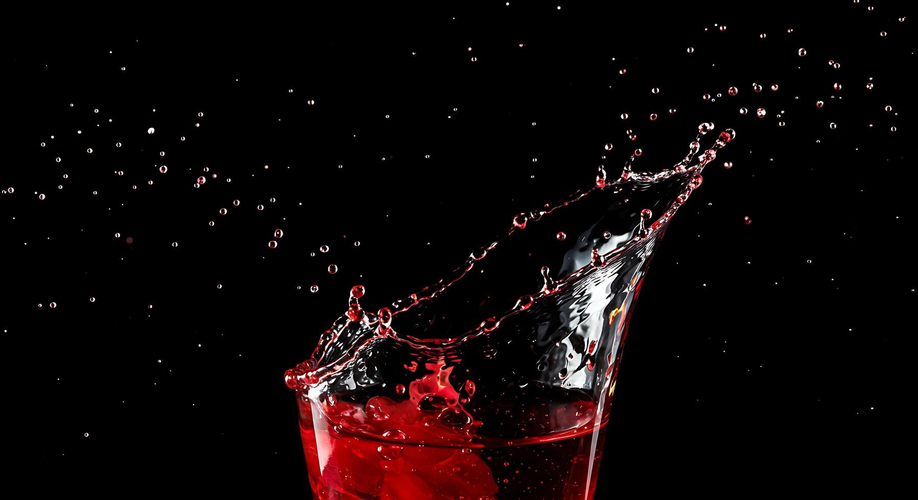 A red liquid splashing into a glass photo