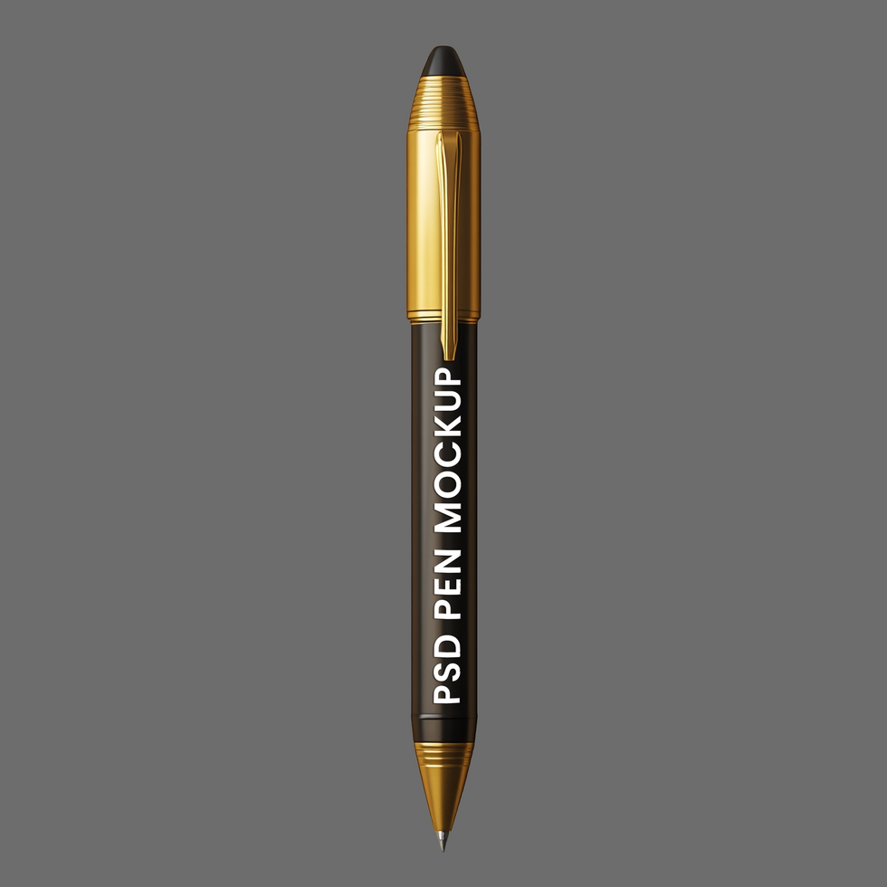 Realistic office pen mock up for business branding with metallic finish psd