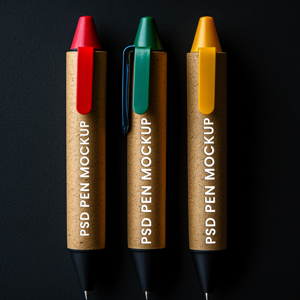 Promotional pen mock up with clean pen branding and mockup presentation psd