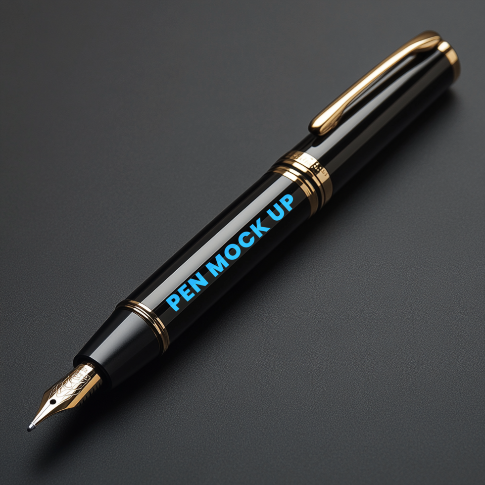Pen mockup with plastic finish and layout for corporate stationery psd