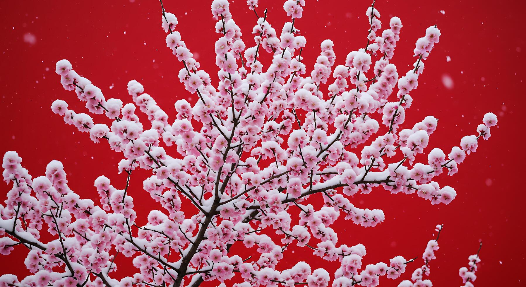A red background with snowflakes on it photo