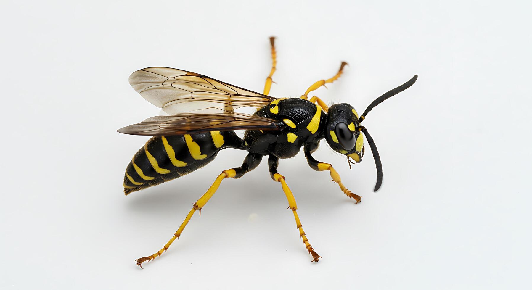 A wasp with yellow and black stripes photo