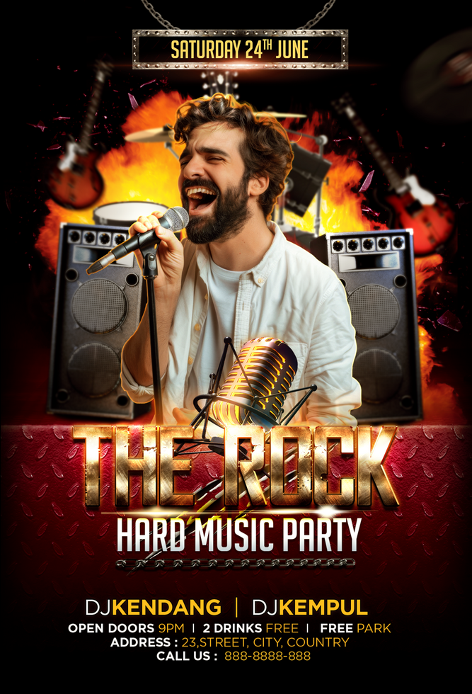 The Rock Hard Music Party Flyer psd