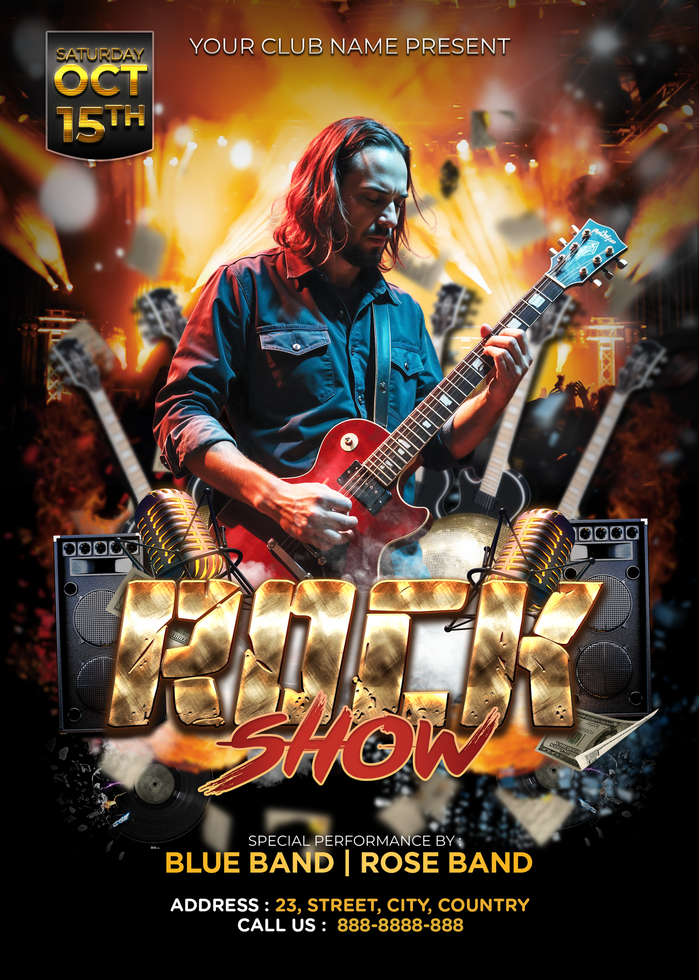 Rock Show Music Night Flyer psd