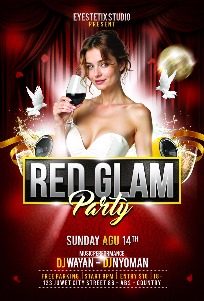 Red Glam Night Party psd
