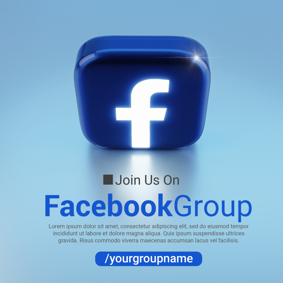 Blue Join Us on Facebook Group Square Design psd
