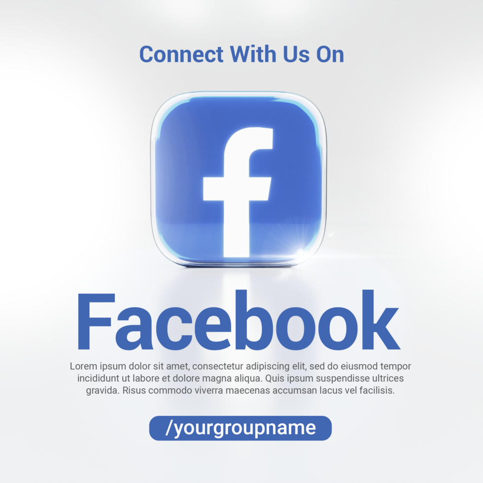 Bright White Connect With Us On Facebook Square Design psd