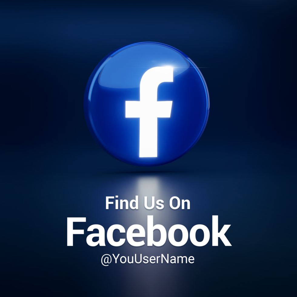 Dark Blue Find Us On Facebook Square Design psd