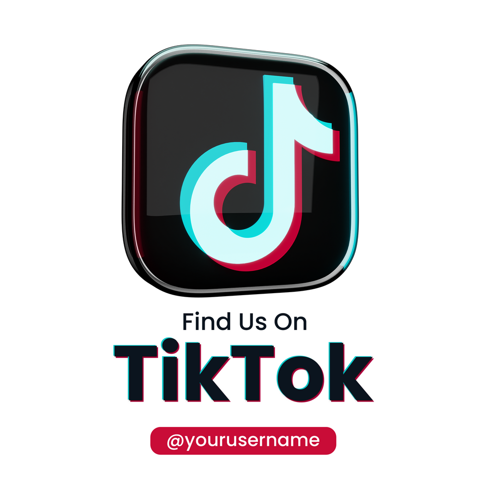 White Minimalist Find Us On Tiktok Square Design psd