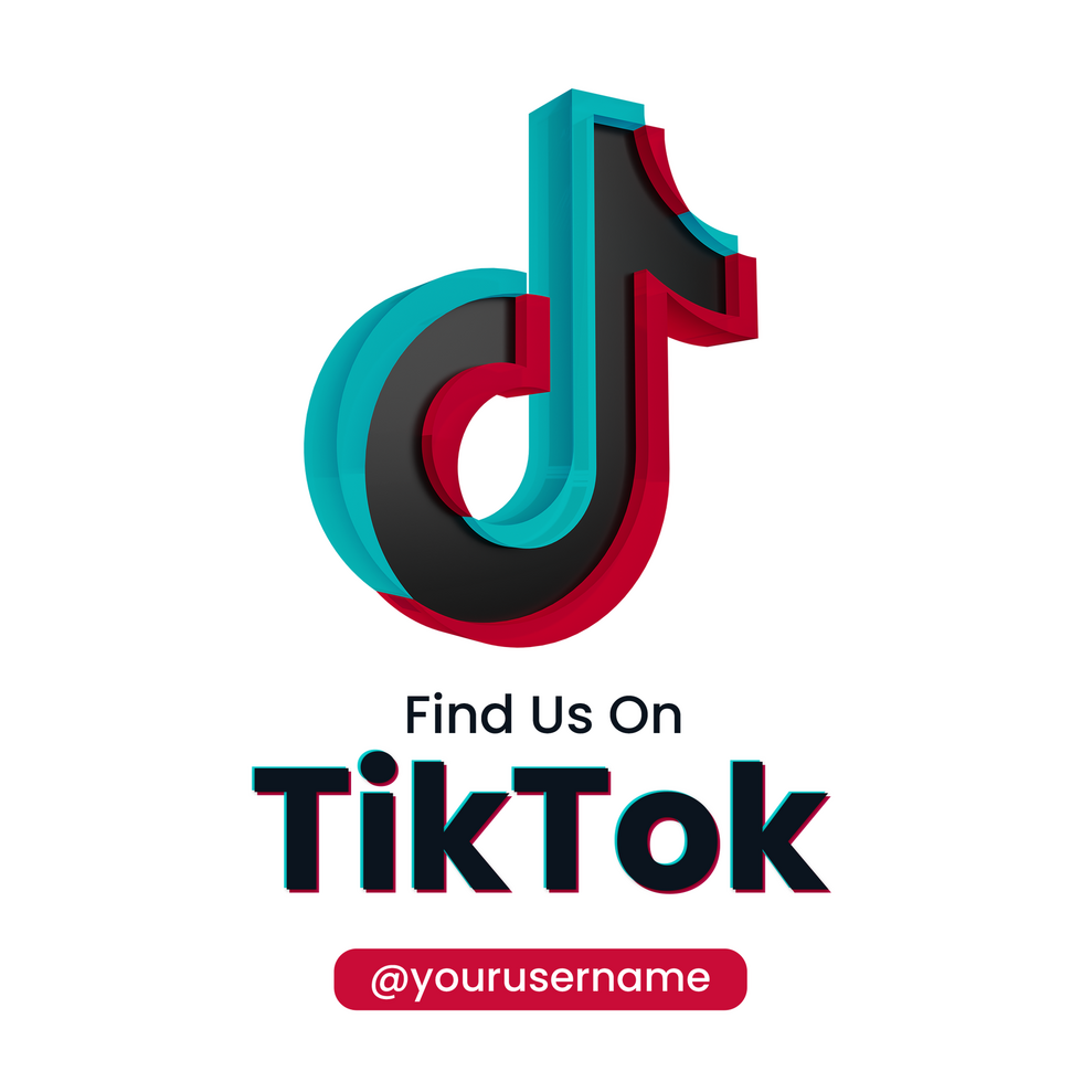 White Find us On Tiktok Square Design psd