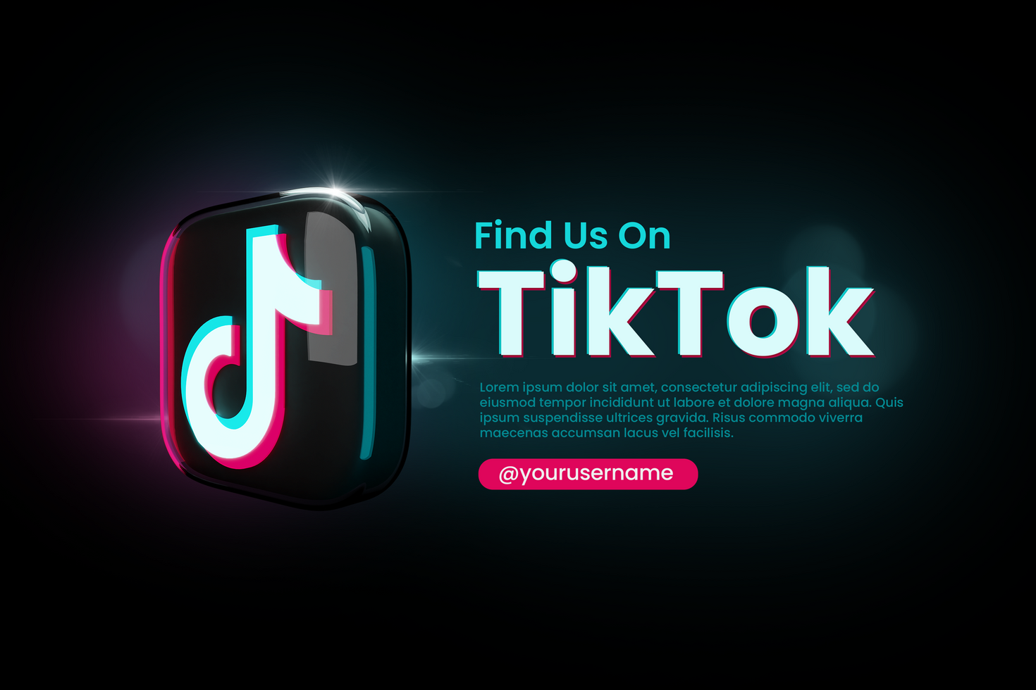 Dark Neon Find Us On Tiktok Account Web Banner psd