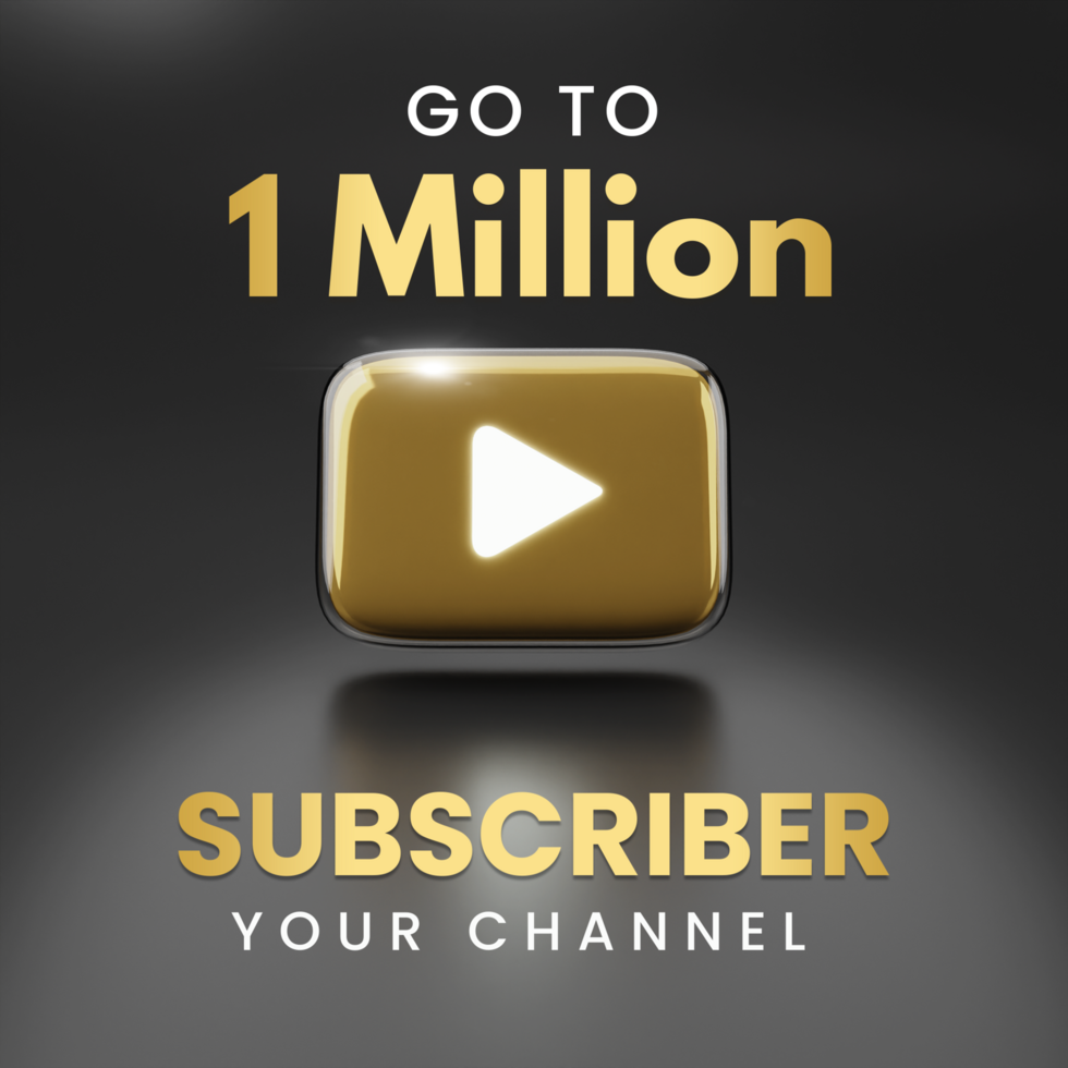Gray Go To One Million Subscribe Gold Youtube button psd