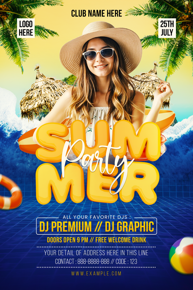 Summer Pool Party in Tropical Vibes psd