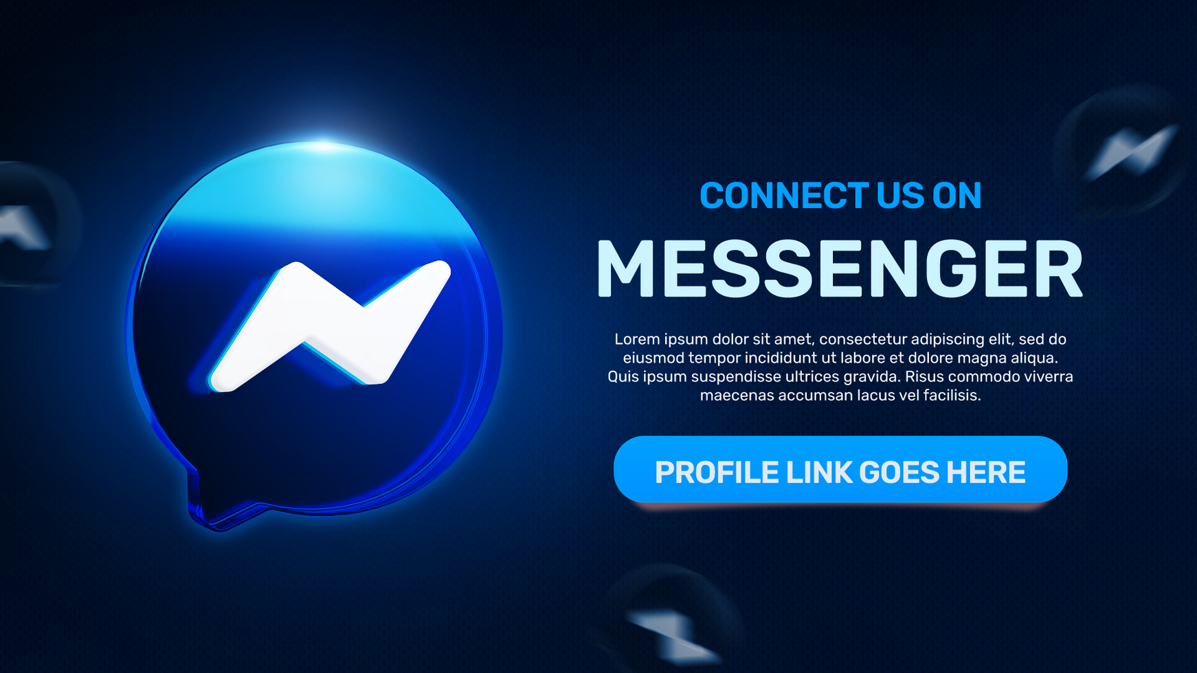 Dark Blue Connect Us On Massenger web banner psd