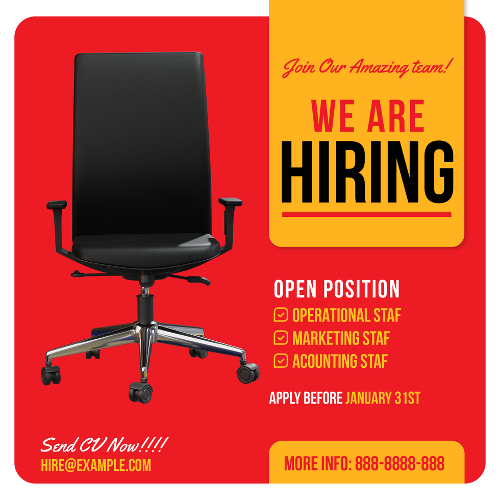 Red Yellow We are Hiring psd