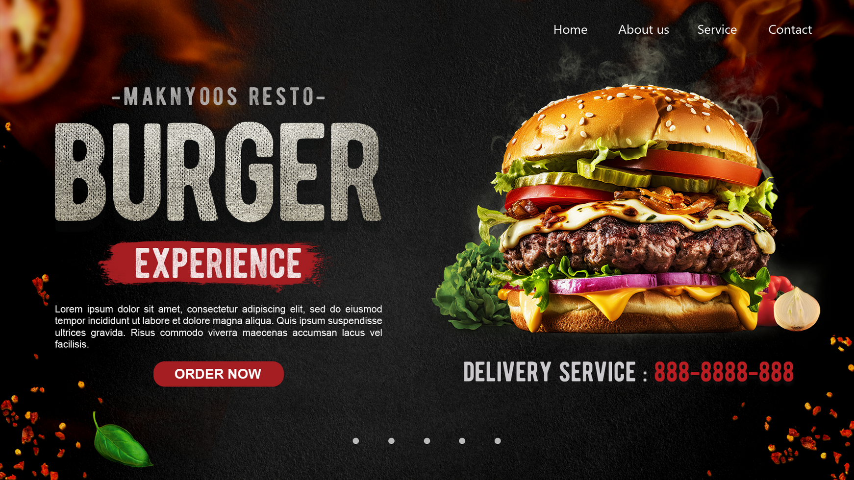 Dark Black Burger Experience Landing Page Web Banner psd