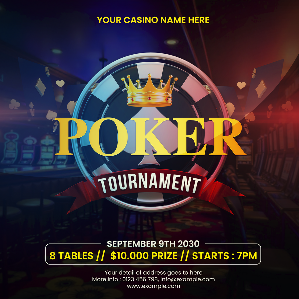 Dark Glossy Poker Tournament Social Media Post psd