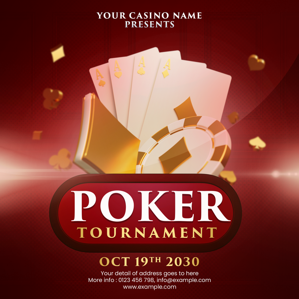 Red Gold Poker Tournament Social Media Post psd
