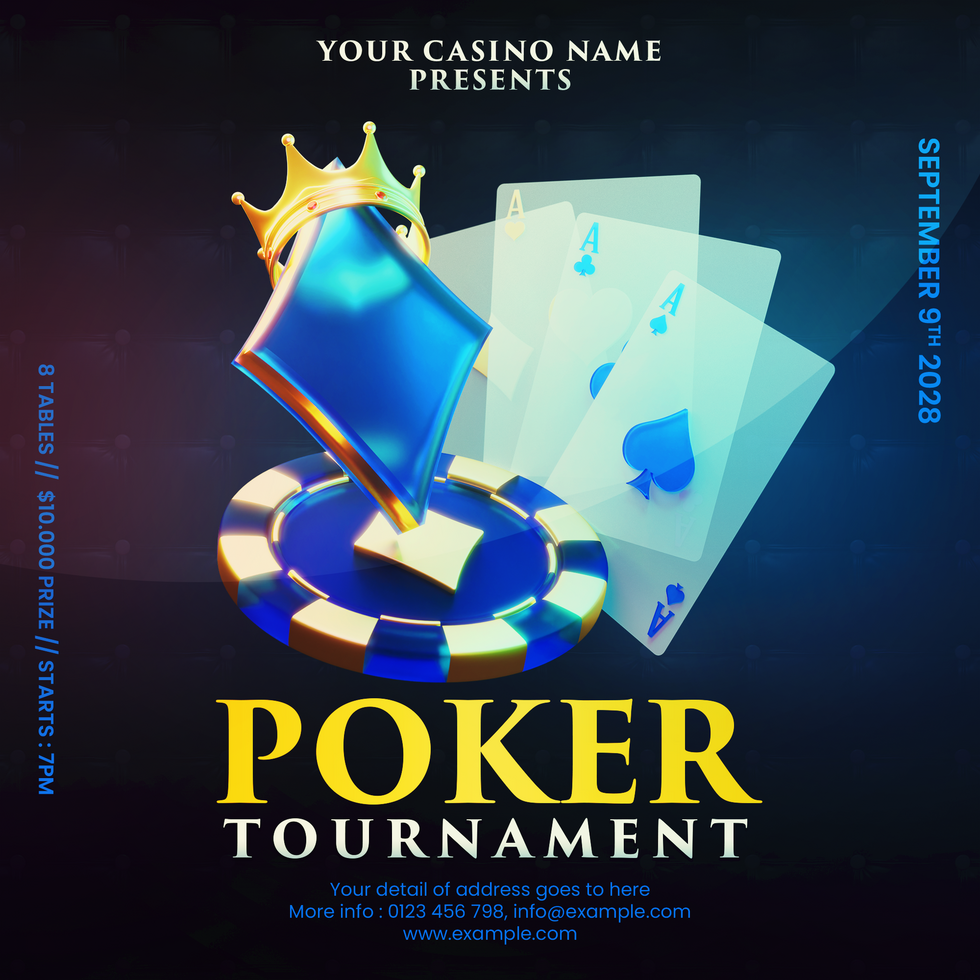 Dark Cristal Blue Poker Tournament Social Media Post psd