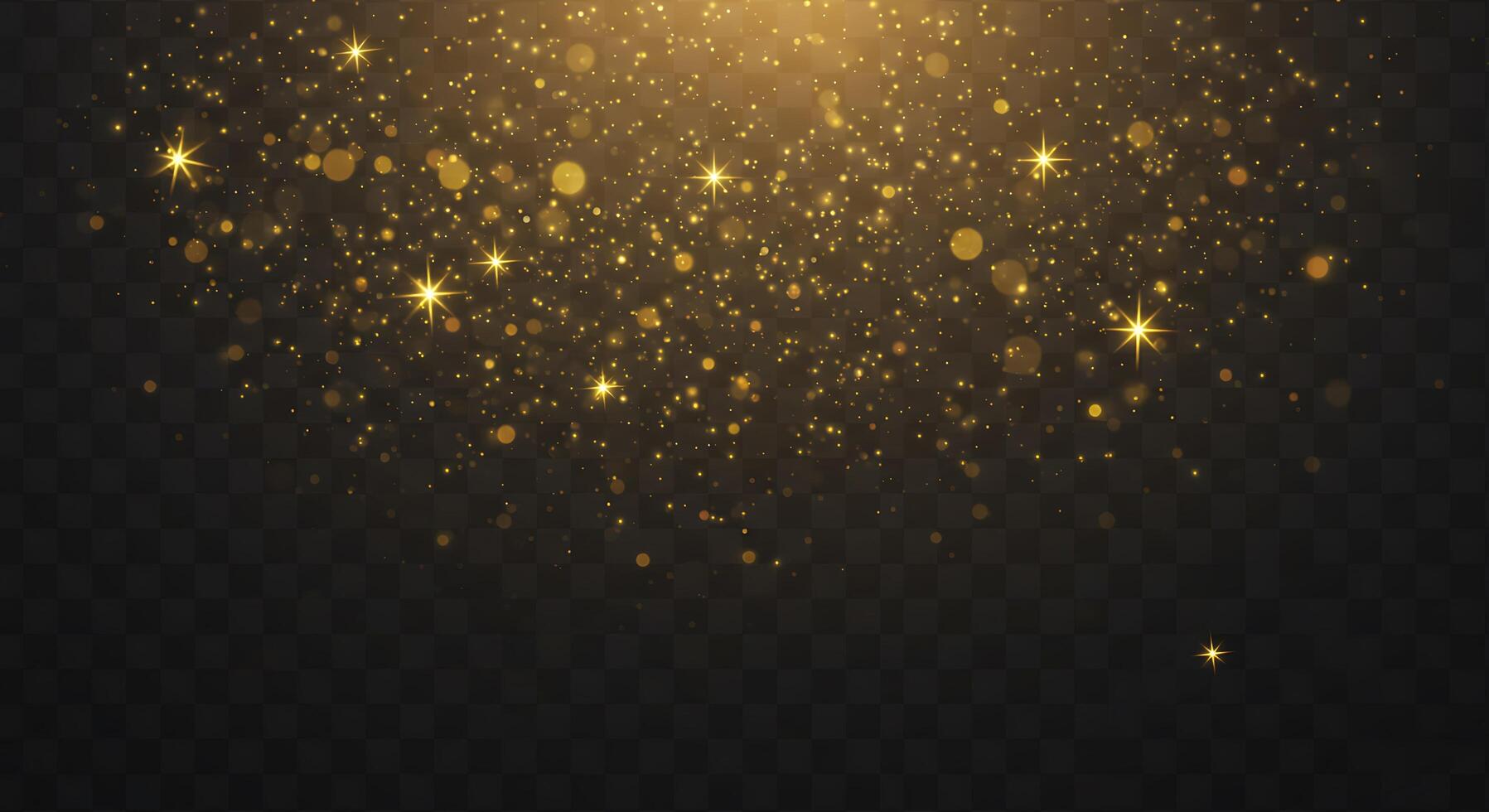 Golden glitter particles on a transparent background photo