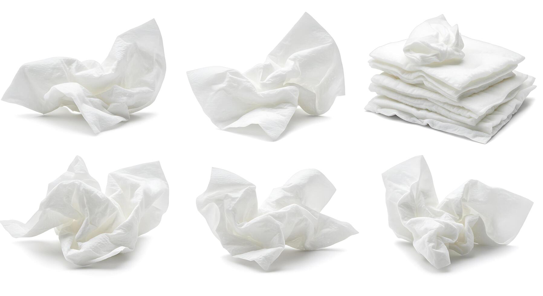 A collection of white tissues on a white background photo
