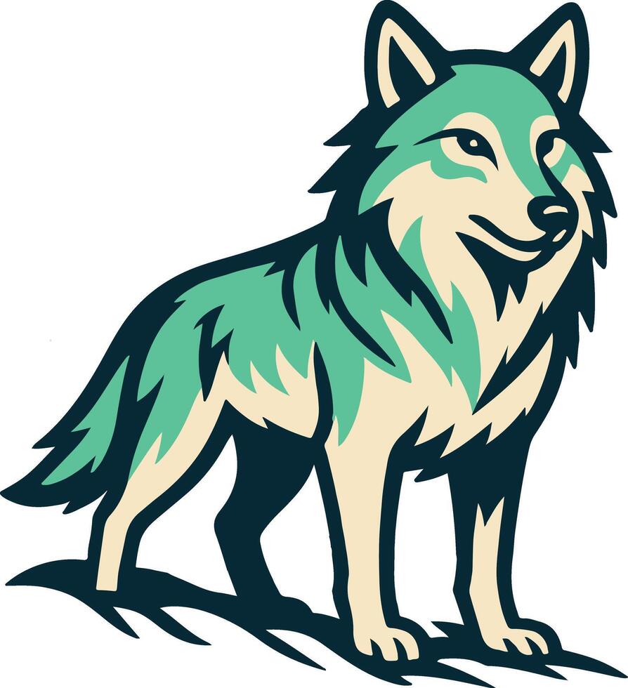 Forest Gradient Wolf Full Body Artwork vector
