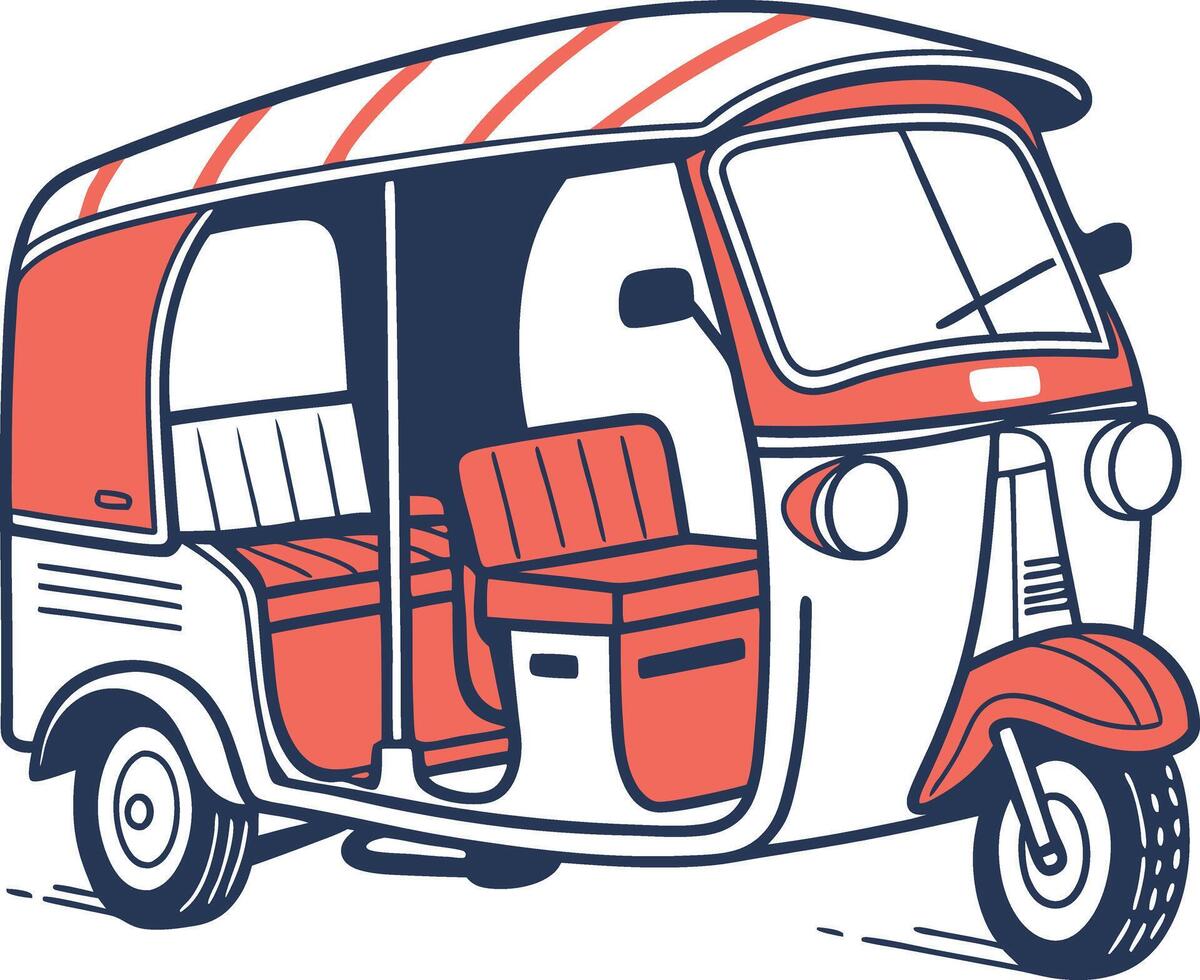 a tuk - tuk is a small three - wheeled vehicle vector