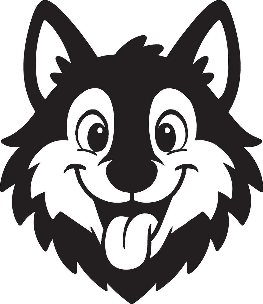 Happy Cartoon Husky Head Illustration vector
