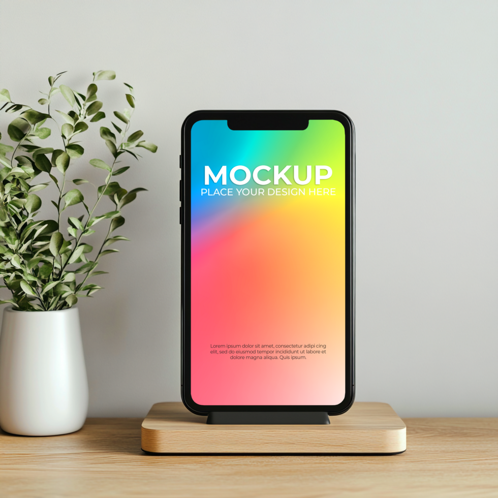 Professional Phone Mockup Rainbow Gradient Screen Design Template psd