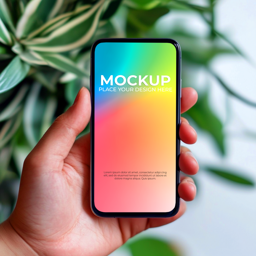 Professional Phone Mockup Rainbow Gradient Template psd