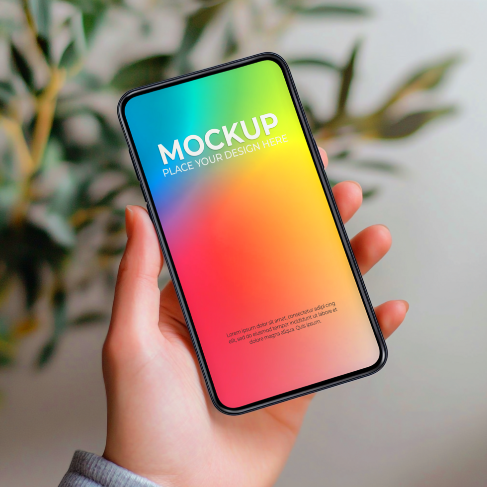 Phone Mockup Colorful Gradient Screen Template psd