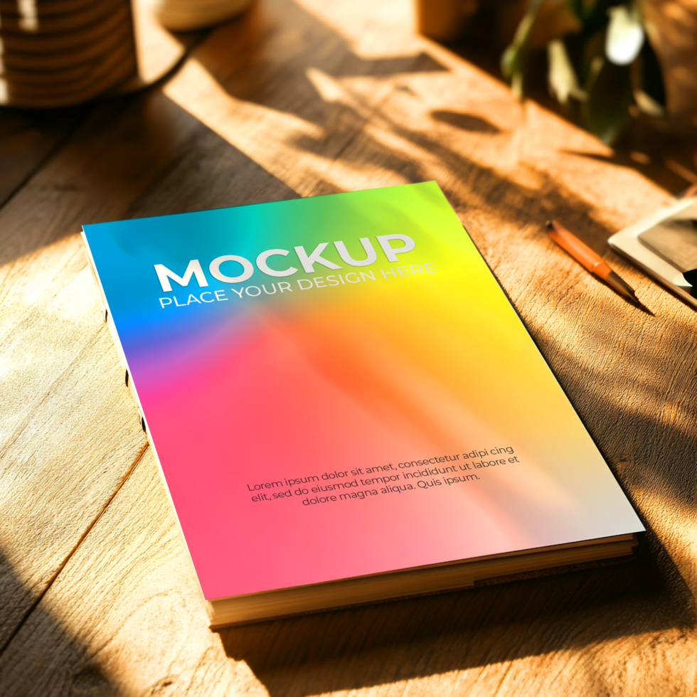 Rainbow Mockup Template Design A4 psd