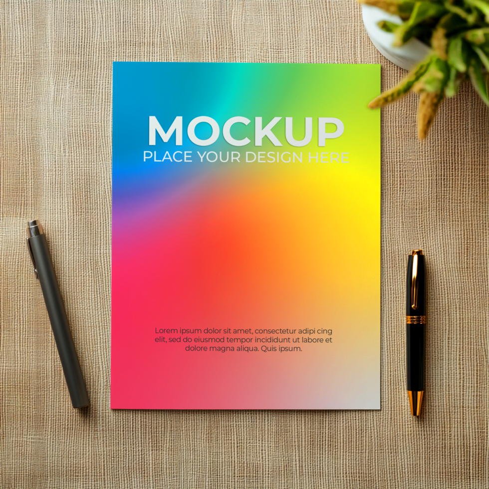 Rainbow Notebook Mockup Template A4 psd