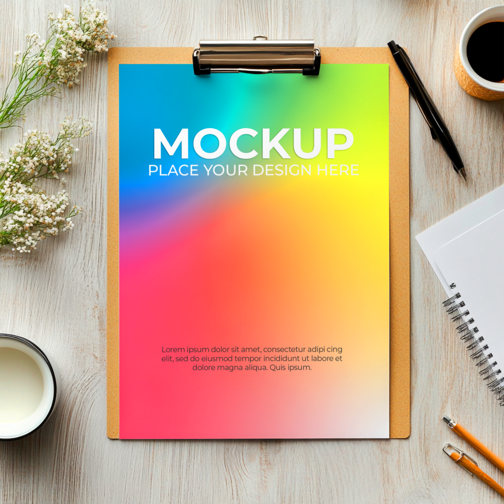 Rainbow Mockup A4 Presentation psd