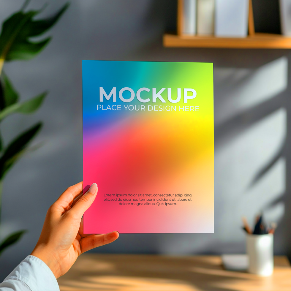 Rainbow Brochure Mockup Template A4 psd