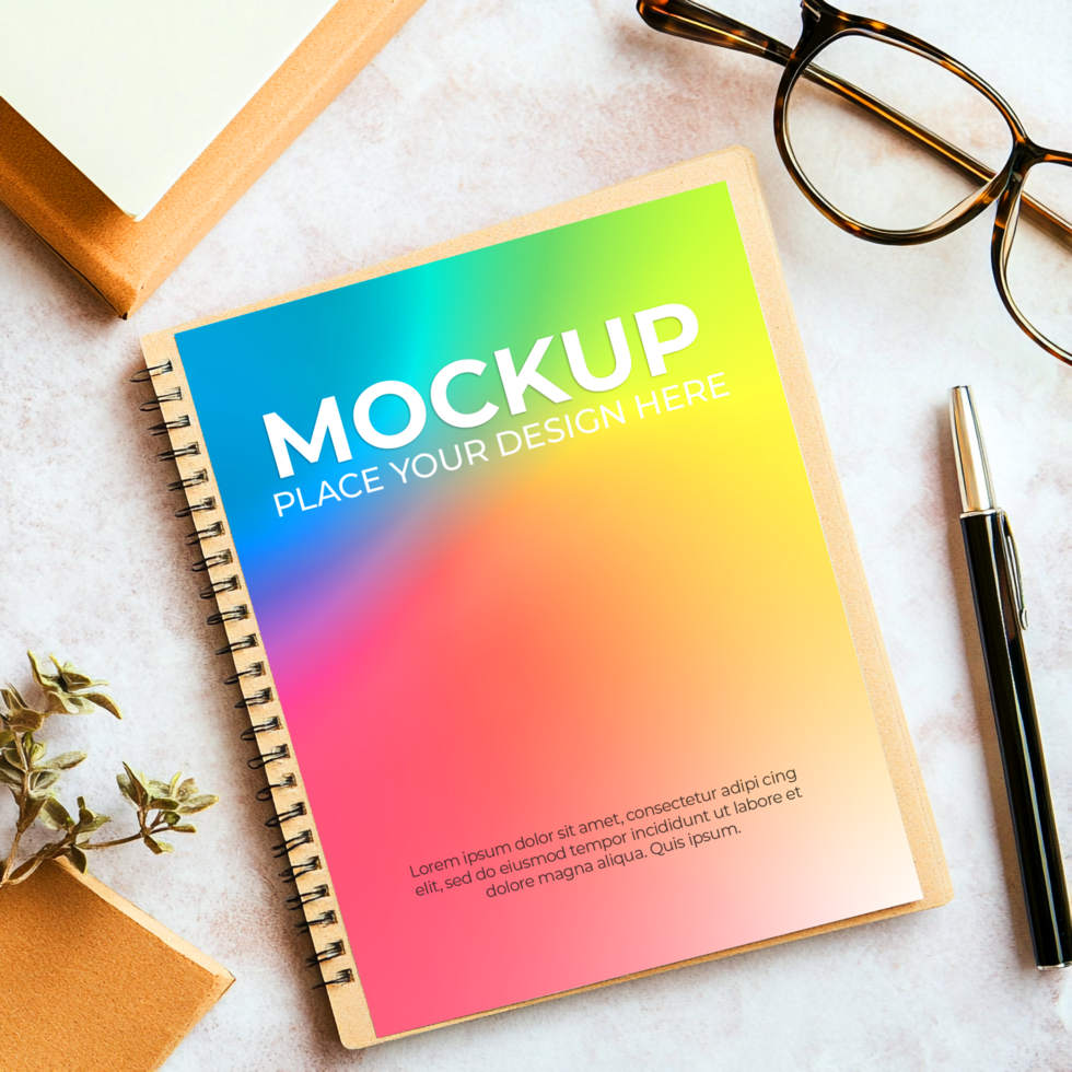 A4 Rainbow Notebook Mockup psd