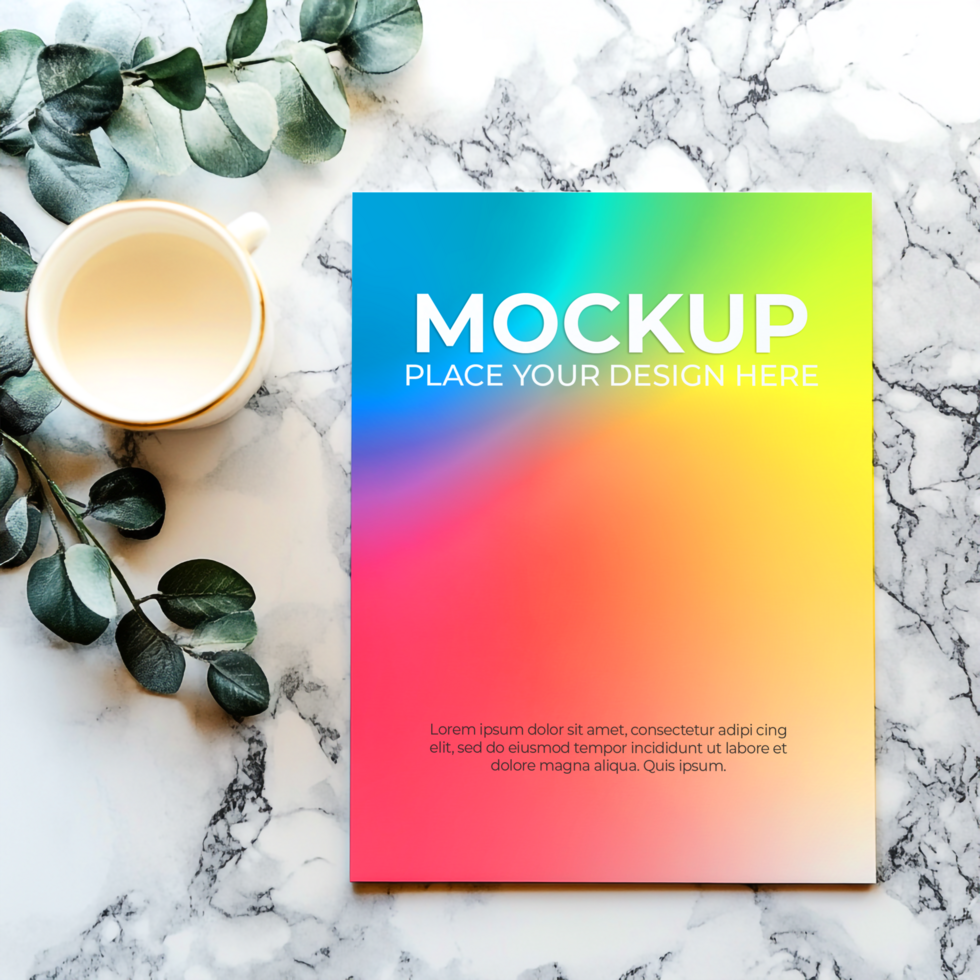 Rainbow Gradient Mockup Template A4 psd