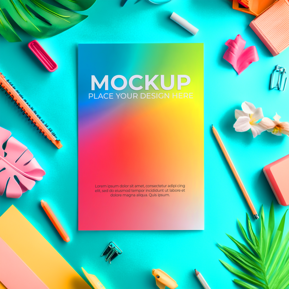 Rainbow Mockup A4 Print Design psd
