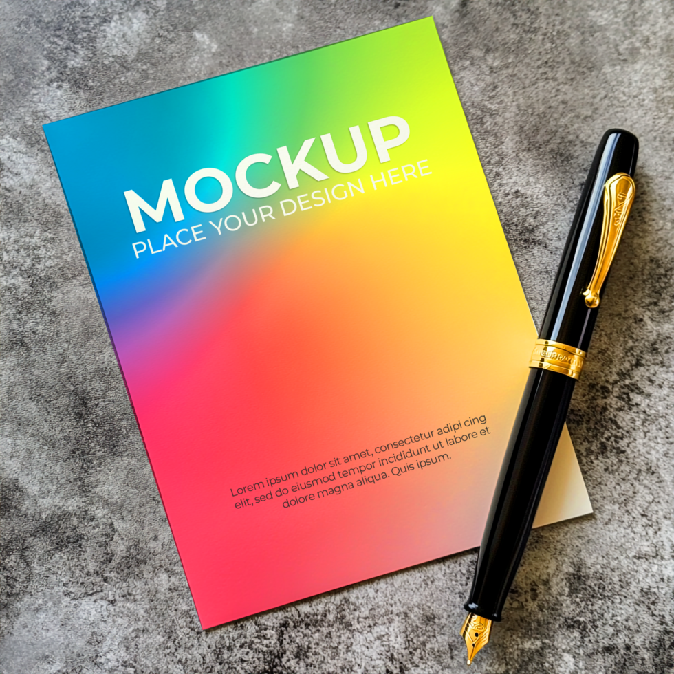 Postcard Mockup Rainbow Gradient Design psd