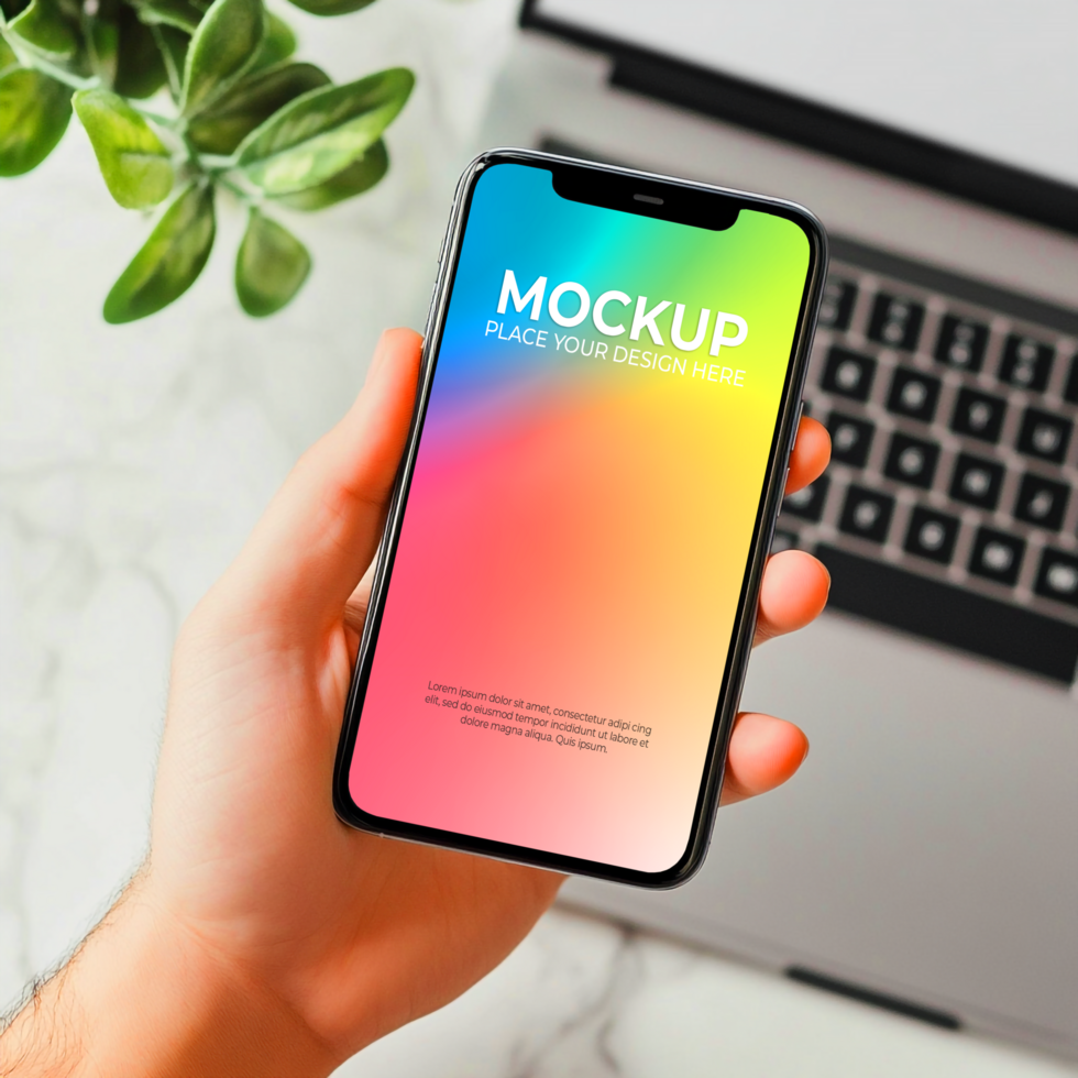 Phone Mockup Colorful Gradient Screen Design psd